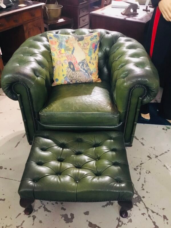Chesterfield tub chair and footstool