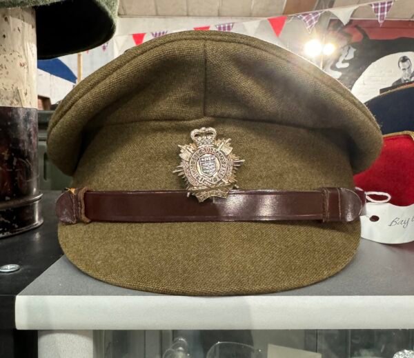 British officers khaki cap with leather band - Royal Logistic Corp