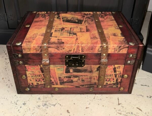 Rustic wooden storage trunk