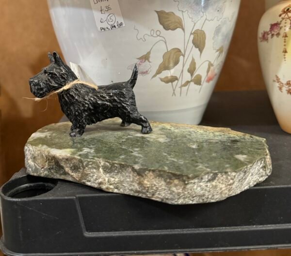 Bronze on marble scottie dog