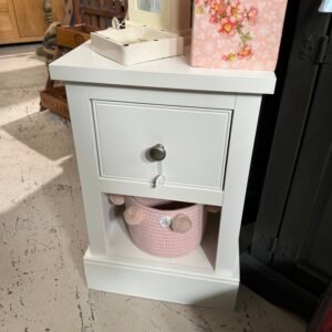 White bedside table