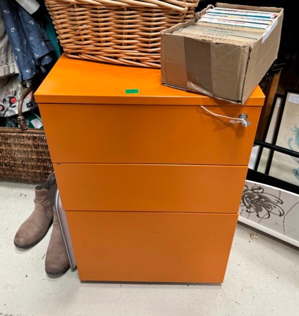 Orange cabinet with key