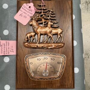 Reindeer barometer on a wood base