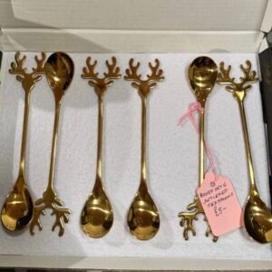 Boxed set of 6 antlered tea spoons