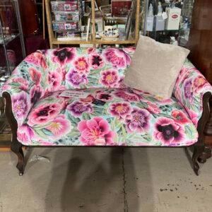 Newly upholstered floral sofa