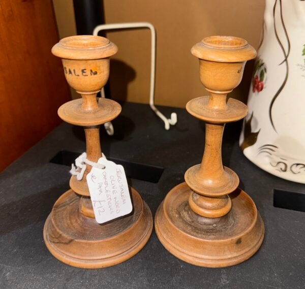 Pair of Jerusalem olive wood candlesticks