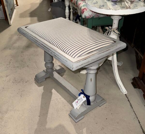 Grey ticking fabric stool