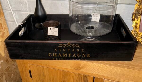 Black and gold large champagne tray