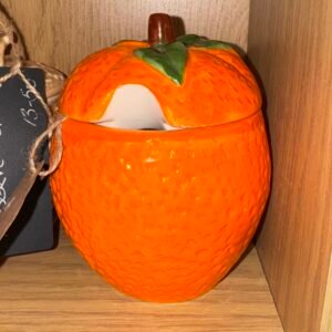1960’s ceramic bowl Bordallo Pinheiro (style) orange marmalade pot