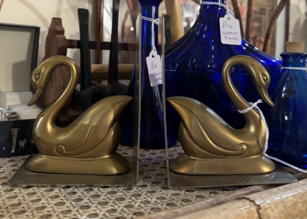 Brass swan bookends