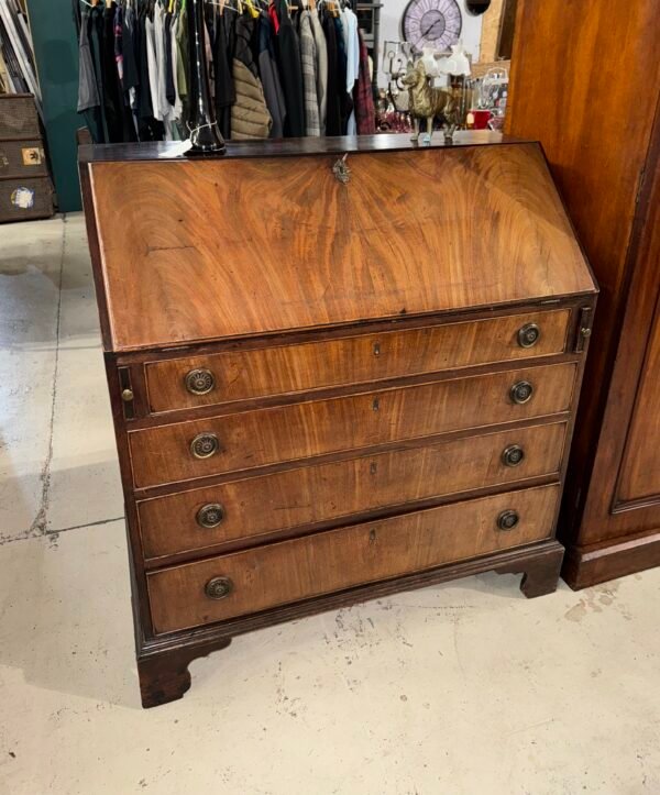 Mahogany bureau, oak lined