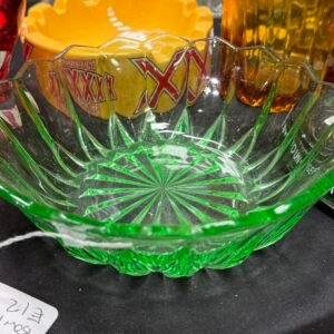 Green glass bowl