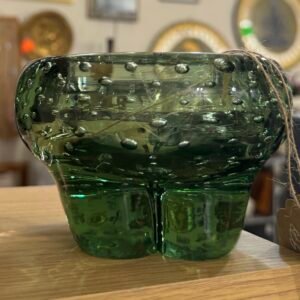 1960’s Whitefriars Geoffrey Baxter Green Bubble Molar Vase