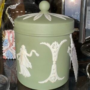 Green Wedgwood pot with lid