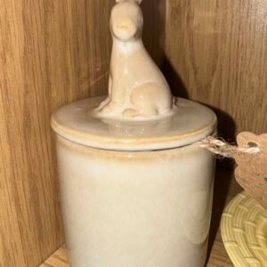 Hare/rabbit topped preserve pot