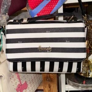 Black and white Harrods bag