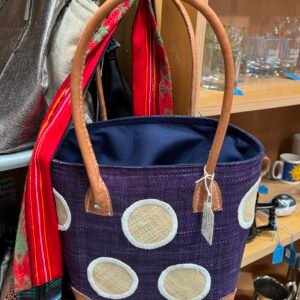 Leather and hessian handbag