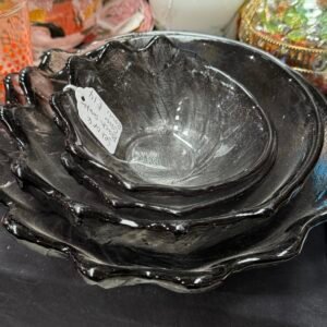 Set of 4 black smoky glass bowls