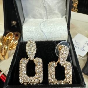 Square gold tone earrings