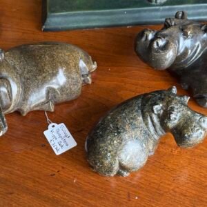 Vintage soapstone hippo set