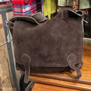 Brown suede crossbody messenger bag