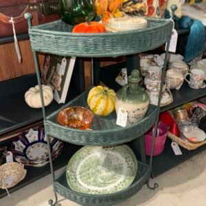 Dark green wicker 3 shelf storage