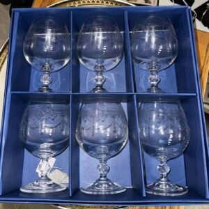 Set of 6 etched brandy glasses