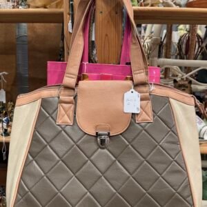 Peach and brown handbag