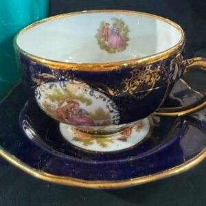 Limoges castel cobalt blue cup and saucer