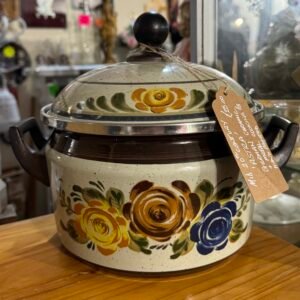 Mid 20th century ‘Astra’ German ceramic and metal cooking pot (hand painted)
