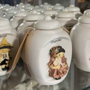 10 Dutch spice jars ‘met liefde germaakt’ (made with love) by Tjitske Van Nos 1992