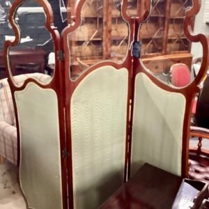 3 panel mid Victorian screen with art nouveau moulding and glass upper panels