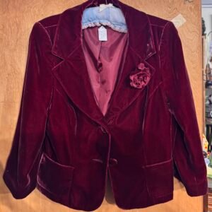 Maroon velvet blazer (size 14)